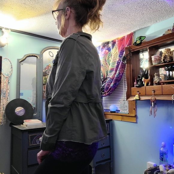 American Rag Grey Cargo Peplum Jacket - Picture 3 of 4